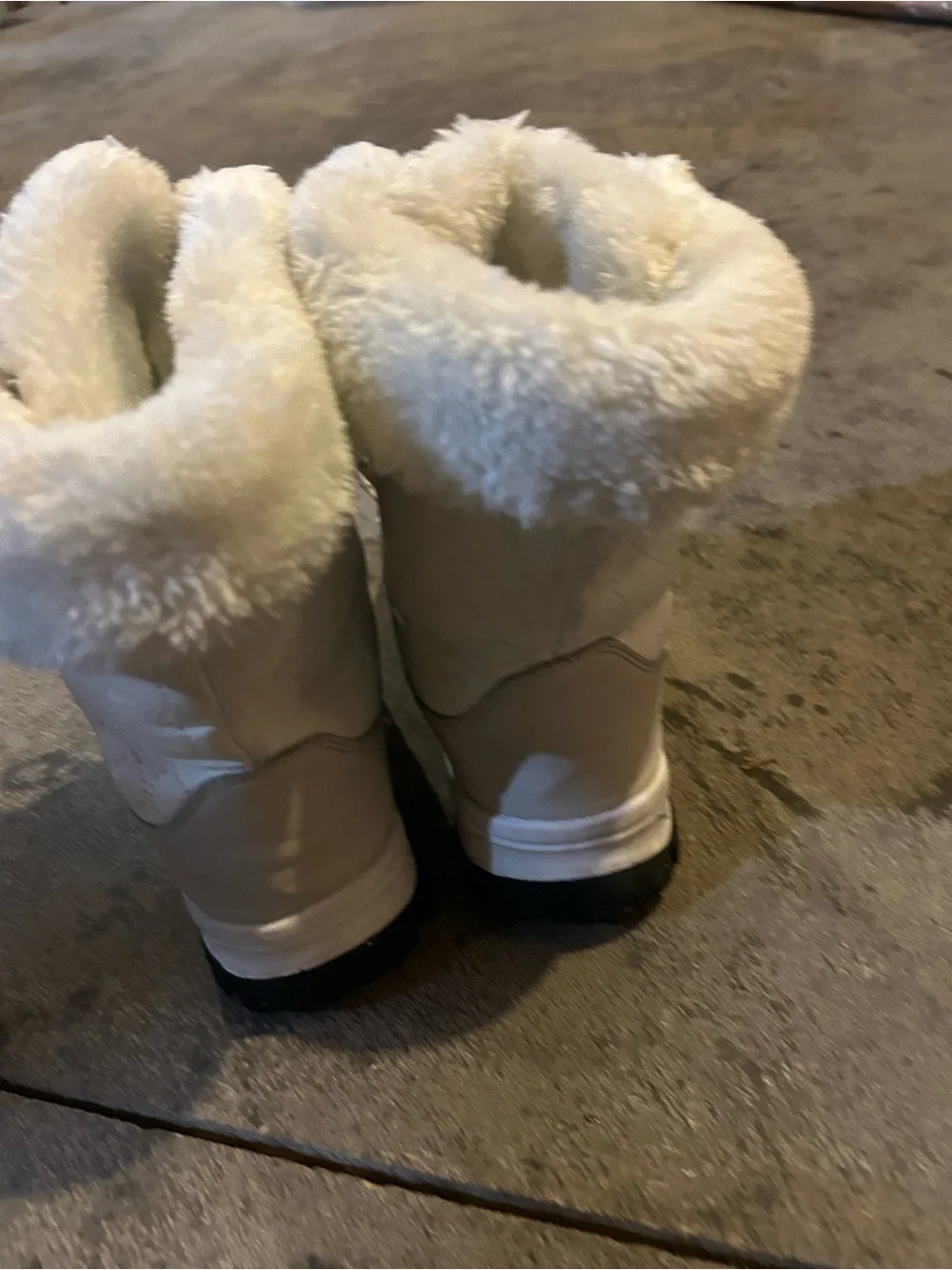 Women's White Fur-Trim Winter Boots